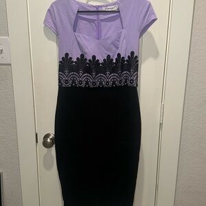 Women’s purple, black lace, long dress . Emage, three-quarter length dress.
￼